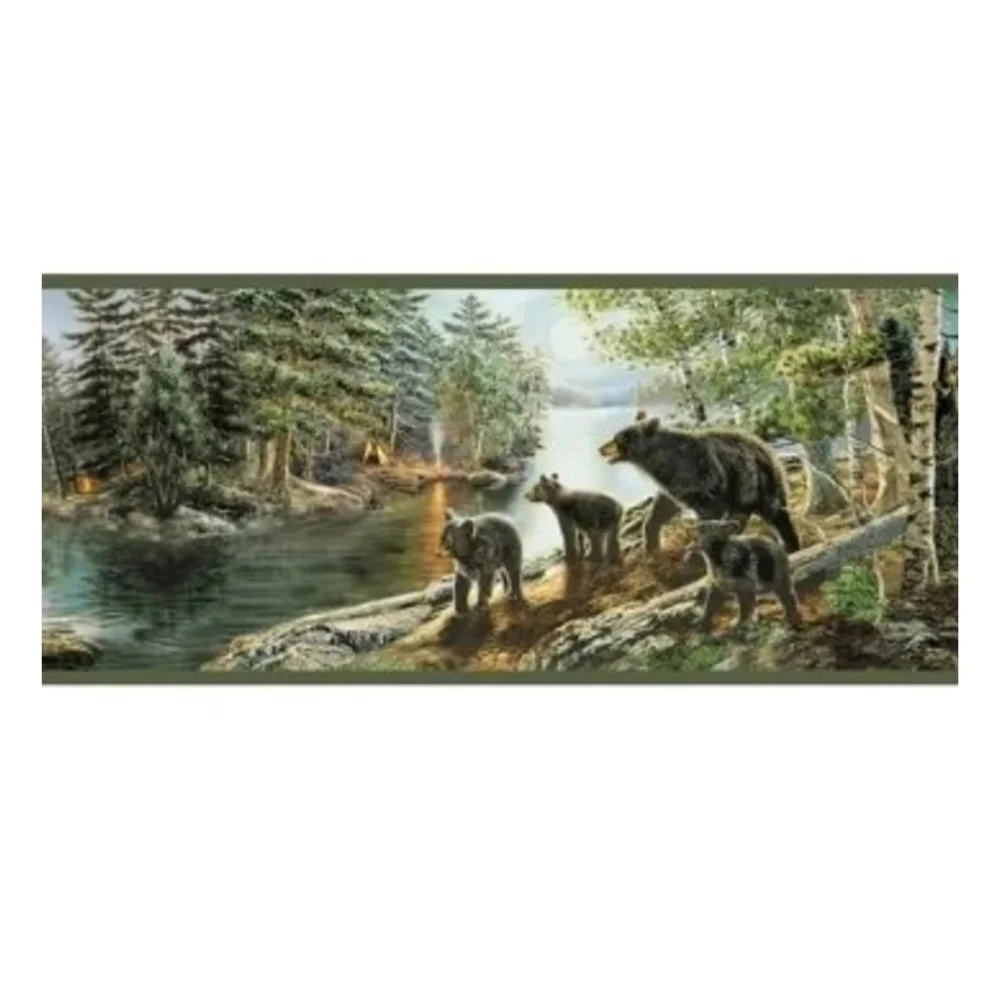 Wallpaper Border Bear Necessity Black Bear lodge rustic hunting